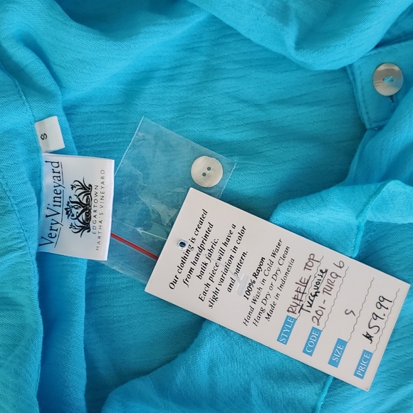 Very Vineyard Turquoise blouse - Picture 6 of 8